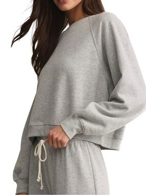 Z Supply Crop Sweatshirt Heather Grey XL Reverse Cozy NWT